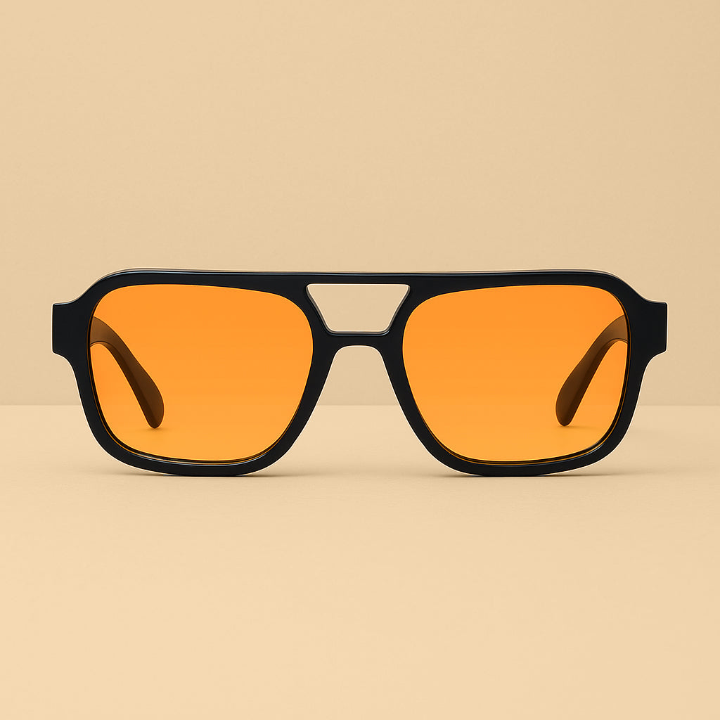 Nolvon | Black Frame Orange Lens Sunglass