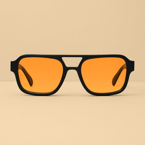 Nolvon | Black Frame Orange Lens Sunglass