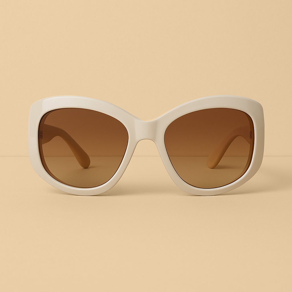 Nolvon |  Oversized Beige Sunglass