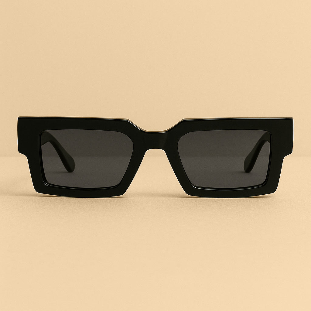 Nolvon | Black Angular Sunglass